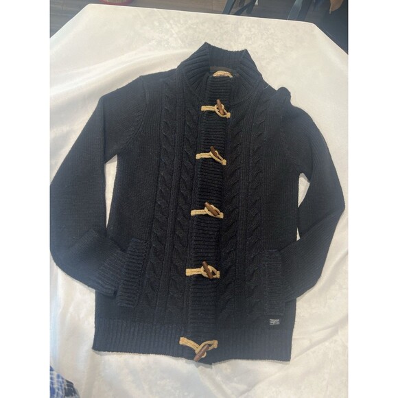 Petrol Industries Men's Cardigan M Black Stand-Up Collar Zip And Toggle Closure - Picture 1 of 12